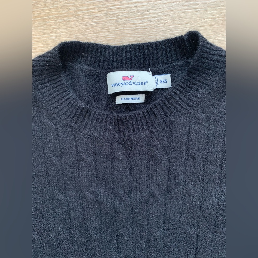 Vineyard Vines 100% Cashmere Cable Knit Sweater Black Pullover Women’s XXS-XS-S - Picture 11 of 12
